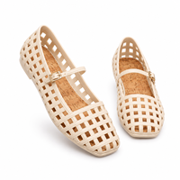 Sandales plates en plastique à bout carré style Jelly; Escarpins tendance à enfiler avec boucle; Sandales décontractées polyvalentes ajourées à bride unique pour l'été