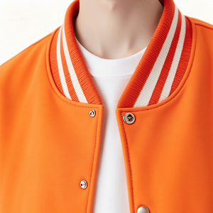 แจ็กเก็ตเบสบอลสำหรับผู้ชายเสื้อแจ็กเก็ตกันหนาวแบบลำลองปกตั้งมีหลายสี - Product Image 5