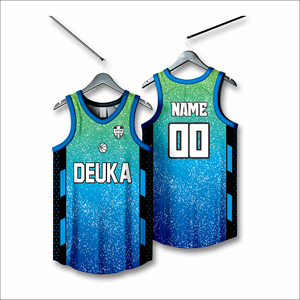 เสื้อบาสเก็ตบอลผ้าตาข่ายโพลีเอสเตอร์ 100% แห้งเร็ว ผลิตตามแบบ OEM พร้อมพิมพ์โลโก้ทีม ชื่อ/หมายเลข ด้วยเทคนิคซับลิเมชั่น สำหรับเยาวชน - Product Image 1