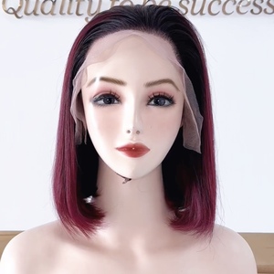 Color Borgoña Bob PELUCAS CABELLO humano mujeres pelucas hueso recto 100% cabello crudo vietnamita - Product Image 2