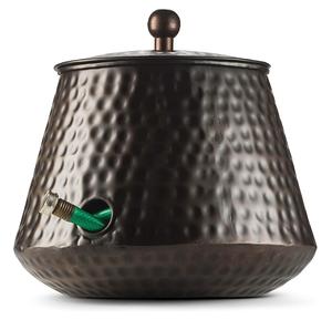 Tuyau d'arrosage design martelé pour pots de rangement de tuyaux de jardin à la maison Pots de tuyau en métal design ovale Pot de tuyau décoratif avec couvercle - Product Image 1