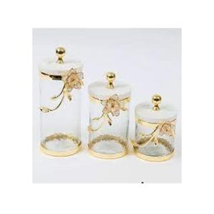 Tarro de vidrio dorado de diseño elegante con tapa de mármol, tarro de almacenamiento de dulces para galletas, aperitivos, para decoración de fiesta y hora del té - Product Image 4