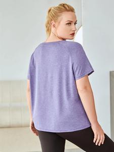 Logo personnalisé marque privée femmes coupe décontractée T-Shirt à manches courtes pour les femmes décontracté Gym col rond T-shirt - Product Image 2