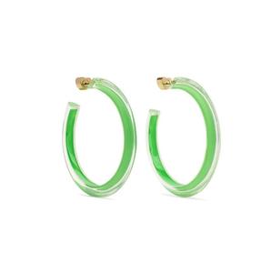 Pendientes de aro de resina llamativos en estilo retro acrílico transparente Pendientes de aro de resina con logotipo personalizado con degradado de colores personalizados - Product Image 3