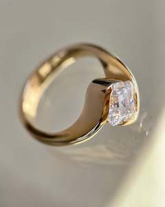 Jolie bague de fiançailles de mariage Asscher Cut VVS1 Lab Grown Diamond 925 Silver 10K 14K 18K Solid Gold IGI pour les fêtes - Product Image 6