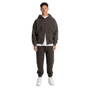 Sweat à capuche zippé 100% coton unisexe Boxy Zipper Blanks Pullover Heavyweight 500GSM Fleece for Men Winter Cropped Hoodies Customized - Product Image 5