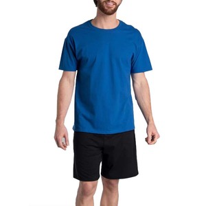 Chemises de couleur bleue hommes haute qualité coton respirant OEM conception de Logo personnalisé vêtements de rue col rond été vêtements pour hommes t-shirt - Product Image 1