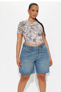 Shorts Vaqueros Clásicos Azules Sólidos de Cintura Alta, Transpirables y de Secado Rápido para Mujer, Cómodos, Holgados y Elegantes con Bolsillos para Actividades al Aire Libre - Product Image 4