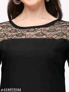 Diseñador indio superventas de calidad superior Crape Kurti último exclusivo más moderno Color negro ropa regular de moda - Product Image 3