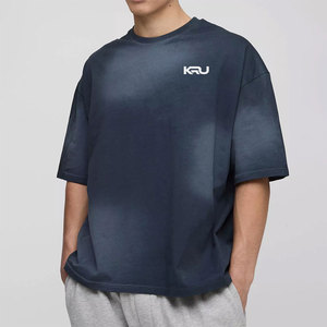 T-shirt en coton de qualité supérieure, surdimensionné, confortable, effet délavé, pour homme, tenue décontractée élégante pour l'été, à porter en extérieur et en intérieur - Product Image 1
