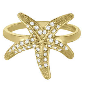 Anillo de Estrella de Mar con Diamantes en Oro Amarillo de 14K 0.34ct - Product Image 1