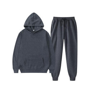 Conjuntos de Sudadera con capucha para hombre de poliéster 100% al por mayor, conjunto de Sudadera con capucha y pantalones de chándal en blanco personalizados para hombre - Product Image 1