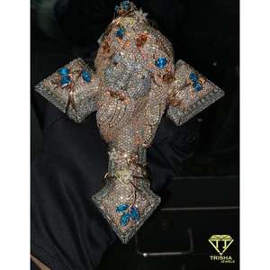 Jesus Cross Iced Out Hip Hop Colgante Cuchillo oculto VVS Moissanite Diamantes con plata de ley 925 - Product Image 5