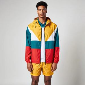 Ensemble coupe-vent pour homme en polyester et nylon, veste zippée et short, deux pièces - Product Image 2