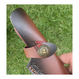 Gaine en cuir de vachette de couteau de chasse de luxe avec conception gaufrée, fermeture de bracelet en cuir avec bouton en laiton, boucle de ceinture - Product Image 5