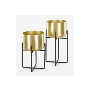 Planter Vase Set White metal <b>Plant</b> Pot with Gold Metal set of 3 Flower <b>Plant</b> black stand Modern Gold Metal Flower Vase - Product Image 5