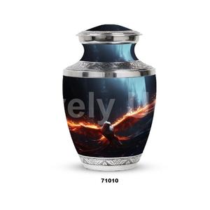 โกศสำหรับผู้ใหญ่เถ้ากระดูกทำจากอะลูมิเนียมมีฝาปิดแถมถุงกำมะหยี่รูปนกฟีนิกซ์สวยงามไม่เหมือนใคร - Product Image 1