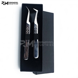 RMI แหนบหนีบขนตาดีไซน์ใหม่ทำจากสแตนเลสสีเงินและ2จุดที่ต่างกัน/45องศา/ชุดกล่องใส่การ์ดสีดำ2ชิ้น - Product Image 5