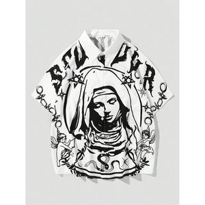 Conjunto de camisa y pantalones cortos informales de manga corta con logotipo personalizado ligero de verano para hombre gótico - Product Image 3