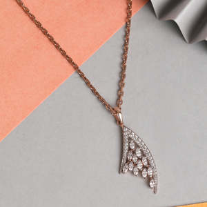 NOVAMART Fine 925 Sterling Silver <b>Lily</b> Pendant <b>Necklace</b> Rhodium Chain Geometric Plant Design Diamond Zircon Rose Gold Platinum T - Product Image 2