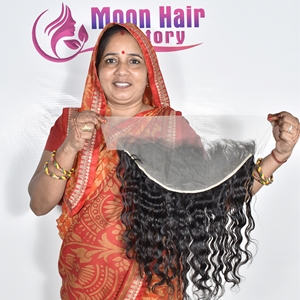 Souper pas cher prix cuticule aligné brut non transformé cheveux humains frontal frisé vente en gros brut non transformé naturel indien vendeurs - Product Image 3