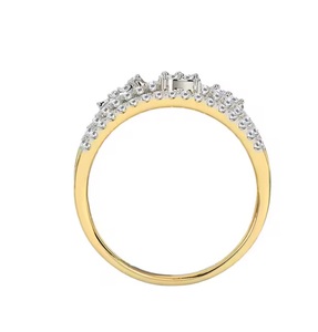 แหวนหมั้นทอง14K พร้อมสายรัด4แถวชุด Pav CVD เพชรสไตล์อาร์ตเดคโค-สำหรับงานแต่งงานหรืองานปาร์ตี้ - Product Image 3