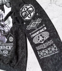 Automne hiver sweat à capuche pour hommes étiquettes de Logo personnalisées 100% coton tissu thermique sweat en Polyester lourd teint uni - Product Image 6