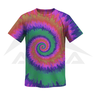 Vente chaude Personnalisé Tie dye T-shirts D'été Coloré Tie Dye Chemises Pour Hommes 170gsm 55% Coton 45% Polyester - Product Image 3
