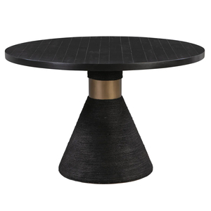 Mesa de Comedor de Diseño Inteligente, Redonda, Compacta, para Cafetería, Bar, Bistro, con Base de Cuerda y Pedestal de Madera de Acacia Sólida - Product Image 4