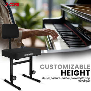5 Core Piano Bench 3 Padded Cushioned <b>Stool</b> w Backrest Heavy Duty Musician Chair <b>Height</b> <b>Adjustable</b> - Product Image 6
