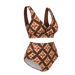 Maillot de bain deux pièces tendance pour femme, en textile extensible, avec bas taille haute, idéal pour la plage, les voyages, l'été, les stations balnéaires et les loisirs - Product Image 2