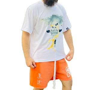 เสื้อยืดผ้าฝ้ายไมโครไฟเบอร์รุ่น100% สำหรับผู้ชายชุดเสื้อยืดแฟชั่นกางเกงขาสั้นซีดจางสำหรับฤดูร้อน - Product Image 1