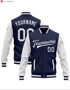 Veste de baseball sportive en cuir brodé OEM de haute qualité, personnalisable, à manches longues, col montant, anti-bactérienne pour homme - Product Image 1