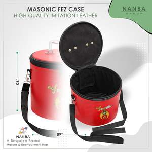 Étui de chapeau Fez de la franc-maçonnerie brodé à la machine, boîte de rangement de luxe pour chapeau Fez - Cuir imitation, cadeaux OES - Product Image 5