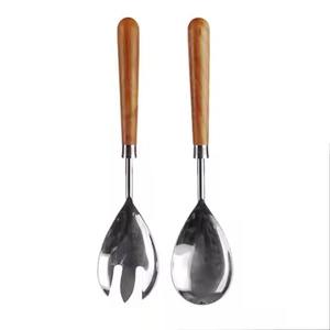 Ensemble élégant de serveurs à salade en acier inoxydable avec poignée MOP, outils de service pour salades pour hôtels et restaurants - Product Image 6