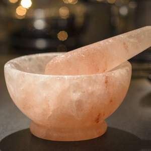 Pilon à mortier de sel rose de l'Himalaya de qualité supérieure le plus vendu Style de fleur d'ivoire Sel sain Fabriqué Artisanat naturel - Product Image 3