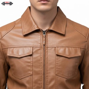 Chaqueta Bomber de Cuero Transpirable de Alta Calidad, Ecológica, Impermeable, con Acabado de Primera Calidad, Talla Grande, Estilo Urbano, con Rayas de Pana - Product Image 5