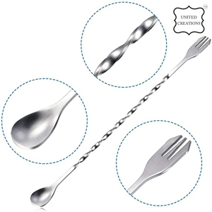 Agitador de mezcla de metal de acero inoxidable largo Cuchara de barra de cóctel para una agitación y mezcla eficientes - Product Image 2