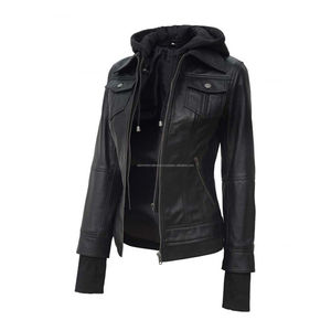 Promotion Prix de gros Veste en cuir véritable pour femmes |   Vêtement de mode, veste en cuir véritable chaude d'hiver pour femmes adultes - Product Image 5