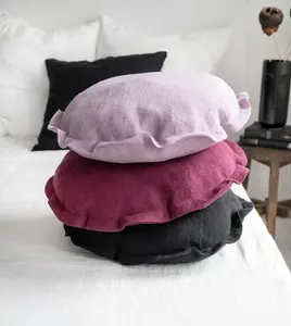 <span class=keywords><strong>Housse</strong></span> de <span class=keywords><strong>coussin</strong></span> ronde en lin avec fermeture éclair, <span class=keywords><strong>coussin</strong></span> décoratif lavé, <span class=keywords><strong>coussin</strong></span> de siège, <span class=keywords><strong>coussin</strong></span> de yoga et de méditation fait main - Product Image 4