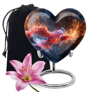 ฟีนิกซ์รูปหัวใจสำหรับมนุษย์ขี้เถ้าเปลวไฟสดใสของตกแต่งที่เป็นของที่ระลึกทันสมัยงานศพของผู้ใหญ่1-200ลูกบาศก์นิ้ว - Product Image 5