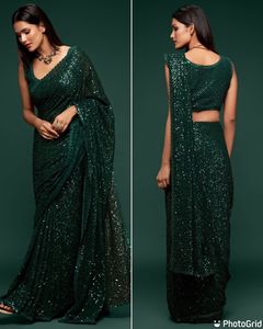 Nouveau concepteur moderne indien qualité d'exportation bon prix soutien/adulte Georgette Saree Blouse avec séquence de travail au taux le plus bas - Product Image 5