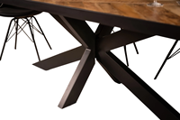 Table de salle à manger industrielle en bois de manguier massif de style industriel avec dessus en bande naturelle et pieds en araignée noire Table à manger 200 cm