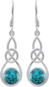 Pendientes de gota clásicos de piedras preciosas turquesas, Plata de Ley 925, joyería de regalo de fiesta para mujeres y niñas - Product Image 4