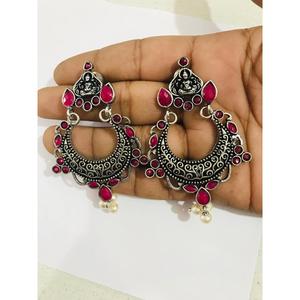 Ox <b>Moon</b> Design Earrings Drop Pendant Religious Trendy Cute Style with Diamond Pearl and Amber for Wedding and Party - Product Image 3