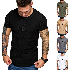 Venta al por mayor de nuevos hombres de moda Slub algodón camisetas de los hombres de cuello redondo Casual Camiseta de manga corta para los hombres - Product Image 1