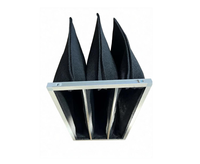 Élément filtrant d'air pour CVC en fibre synthétique haute performance, style pochette avec cadre en alliage d'aluminium