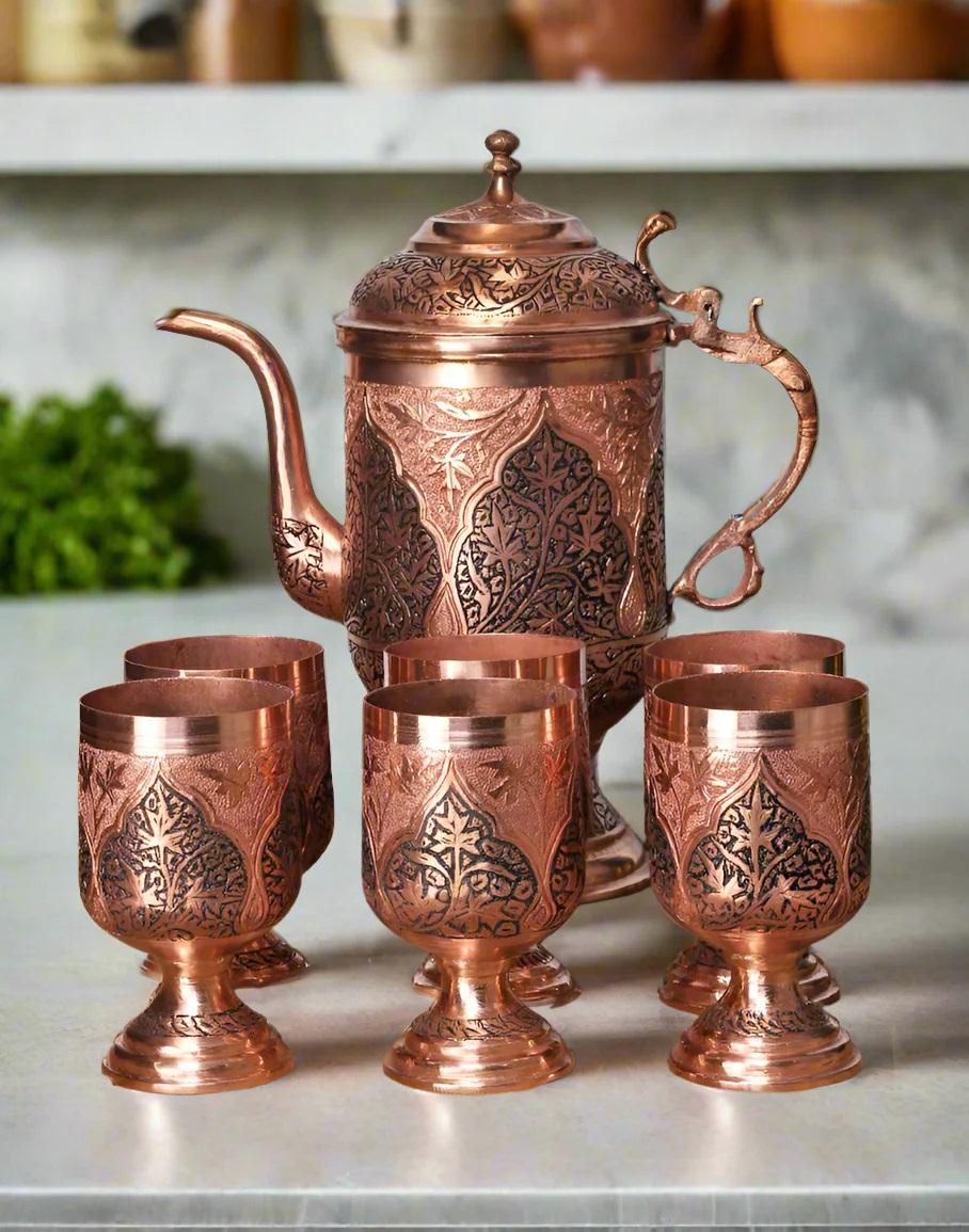 Cruche à Vin Artisanale En Cuivre Fait Main - Jarra De Vino Hecha A Mano - Décoration