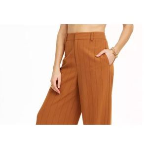 Pantaloni Casual da Donna Danielle Bernstein a Vita Alta e Gamba Larga con Motivo a Righe, Arancione Scuro, Taglia 6, Traspiranti e Regolabili - Product Image 2