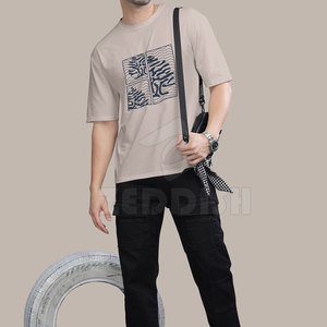 เสื้อยืดพิมพ์ลายของผู้ชายผ้าฝ้ายระบายอากาศได้ดีน้ำหนักเบาดีไซน์แบบถักสำหรับ100% - Product Image 5